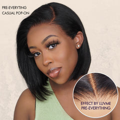 New Customers Only | PreMax Wigs | Super Natural Hairline Silky Blunt Cut Bob Glueless 13x4 Frontal Lace Human Hair Short Wig Pre-Cut Lace