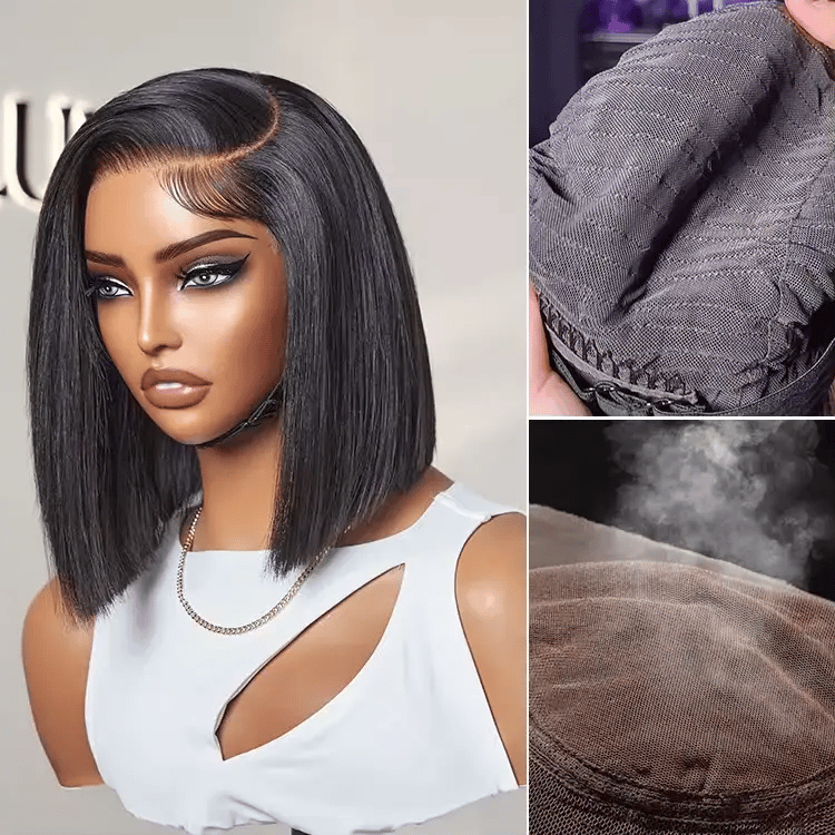 AiryFit™ Scalp Care Wigs | Silky Blunt Cut Bob Snugfit Glueless Minimalist HD Lace Short Wig Pre-Cut Lace  - US Only