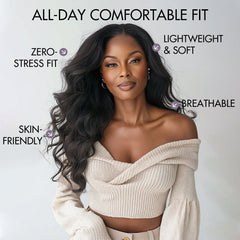 AiryFit™ Scalp Care Wigs - Deep Parting Loose Body Wave Human Hair Wig 11x6 Frontal HD Lace Glueless Wig
