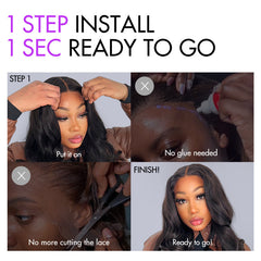 New Customers Only | 1 SEC INSTALL WIG | Gorgeous Natural Black Loose Wave 5x5 Closure Lace Glueless Short Wig 100% Human Hair | Large & Small Cap Size