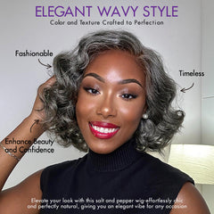 Weekly Special | Elegant Salt & Pepper Grey Wig Loose Body Wave Glueless Minimalist Lace Short Wig Pre-Cut Lace - US Only