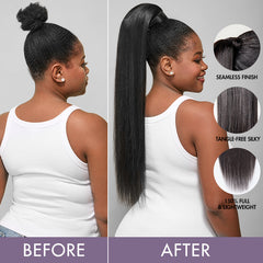 Natural Black Sleek Long Straight Wrap Around Ponytail Hair Extension Virgin Hair