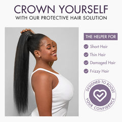 Natural Black Sleek Long Straight Wrap Around Ponytail Hair Extension Virgin Hair