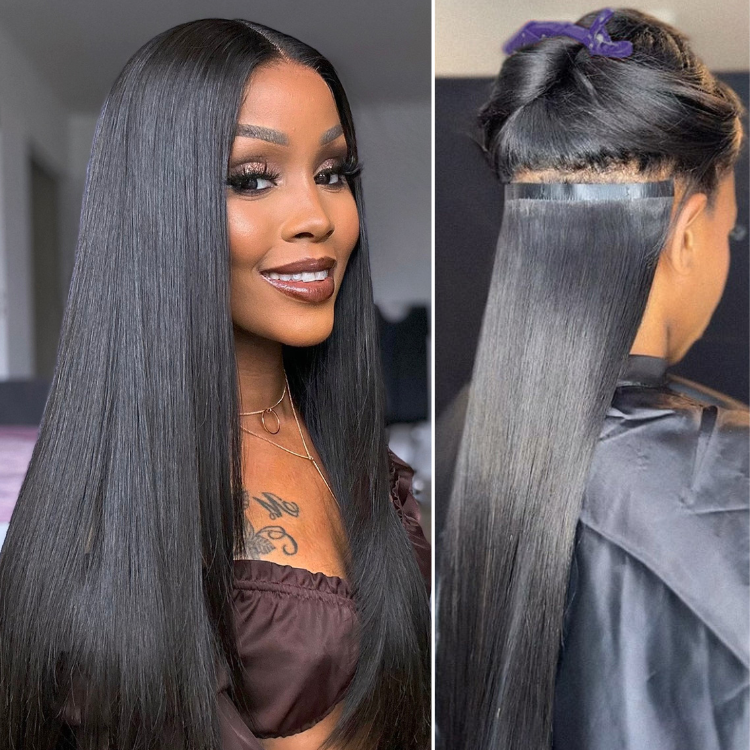 2 Packs Straight / Body Wave / Kinky Curly / Yaki Straight / Kinky Straight Clip in Hair Extensions with Free Gift