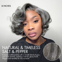 Mature Boss Salt and Pepper Bouncy Egg Curls Glueless Minimalist HD Lace Grey Wig