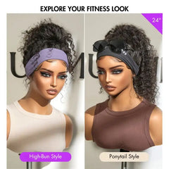 Black Deep Wave Headband Wig (Get Free Trendy Headbands)