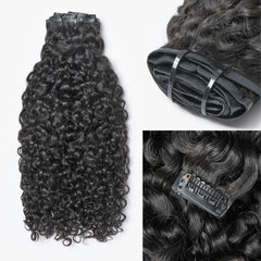 New Customers Only | Messy Burmese Curly Invisible Edge Seamless Clip in Extensions Human Hair with Free Gift