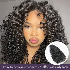 New Customers Only | Messy Burmese Curly Invisible Edge Seamless Clip in Extensions Human Hair with Free Gift