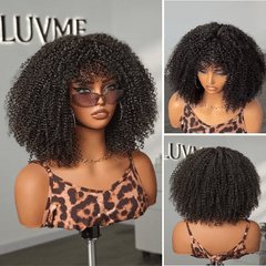 Breathable Cap Ready to Go Bouncy Jerry Curl Glueless Minimalist Lace Curly Wig with Bangs