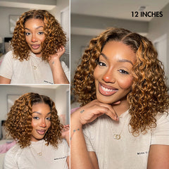 Weekly Special | Brown Highlight / Natural Black / Blonde Highlight Deep Curly Glueless 5x5 Closure Pre-Cut Lace Wig