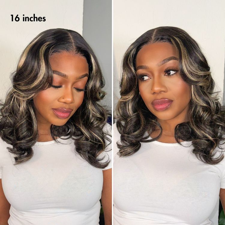 VIP Week Only | Curtain Bangs Blonde Highlight Loose Wave Glueless 5x5 Closure Pre-Cut Lace Wig All Head Sizes Fit Cap | US Only