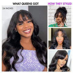 Weekly Special | Luvme All-Day Comfort™ Wig Loose Body Wave Glueless 7x6 Closure HD Lace Human Hair Wig with Bangs Pre-Cut Lace