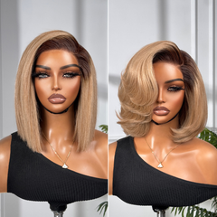 VIP DAY ONLY | 12 Inches Ash Blonde Ombre Blunt Cut Bob  Minimalist HD Lace Bob Wig  Pre-Cut Lace - US Only