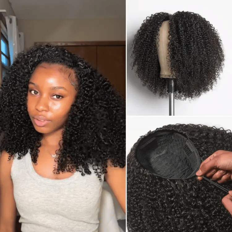 Luvme Too Easy Texture™ 3-In-1 Half Wig 180% Density Kinky Curly / Yaki Straight Glueless Flexi-Fit Drawstring Wig