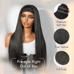 Luvme Too Easy Texture™ Wig 180% Density Yaki Straight Glueless Headband Wig Flexi-Fit Drawstring (Get Free Trendy Headbands)