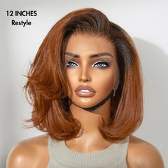 Weekly Special | Ginger Ombre 13x4 Lace Front Glueless Blunt Cut Bob Human Hair Wig