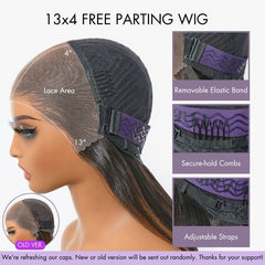 22 Inches=$159 | PreMax Wigs | Brown Highlight Silky Straight Glueless 13x4 Frontal Lace Long Wig Pre-Cut Lace