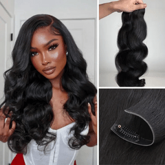 Soft Body Wave Invisible Edge Seamless Clip in Extensions Human Hair with Free Gift
