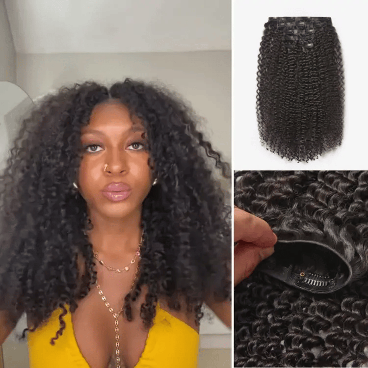 Luvme Too Easy Texture™ Kinky Curly Invisible Edge Clip in Hair Extensions Human Hair 110g 6pcs with Free Gift