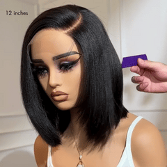 Layered Cut Yaki Straight Left C Part Glueless Minimalist HD Lace Bob Wig Ready to Go
