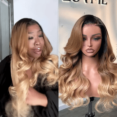 PreMax Wigs | Gorgeous Ombre Color Loose Wave Glueless 13x4 Frontal Lace Blonde Hair Wig Pre-cut Lace