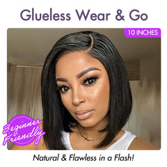 Put On & Go Blunt Cut Straight Bob Minimalist HD Lace Glueless C Part Wig  - US Only