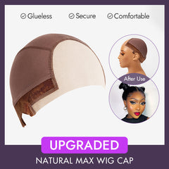 Upgraded Natural Max 1pc Wig Cap 2.0 – Non-Slip Wig Gripper with Grip Band & Transparent Lace for Lace Front Wigs