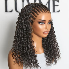 Readitress™ PreMax Knotless Fulani Braids Deep Wave Glueless Ear-to-ear 13x6 Frontal HD Lace Wig Human Hair Flexi-Fit Drawstring Cap