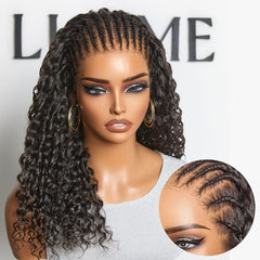 Readitress™ | PreMax Wigs Knotless Fulani Braids Deep Wave Glueless Ear-to-ear 13x6 Frontal HD Lace Wig Human Hair Flexi-Fit Drawstring Cap