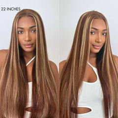 Luvme Hair 180% Density Honey Blonde Highlight Silky Straight Glueless 5x5 Closure HD Lace Long Wig