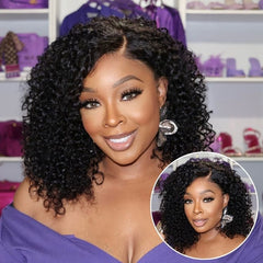 180% Density Face-Framing Trendy Curly Wig Glueless Ear-to-ear Wide T Lace Front Wig Human Hair Pre-Cut Lace