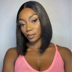 US ONLY | Non-Returnable | 12 Inches Glueless 4x4 Closure Undetectable HD Lace Bob Wig 100% Human Hair | Pre-bleached Knots