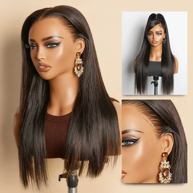 NatureMAX™ Silky Straight Glueless Ear-to-ear 13x4 HD Lace Front Wig Pre-Cut Lace