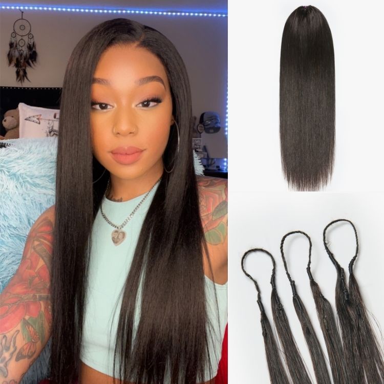 Readitress™ Pre-Separated Feather Crochet Human Hair Extensions Silky Straight Protective Style with Free Gifts