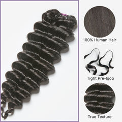 Readitress™ Pre-Separated Feather Crochet Human Hair Extensions Deep Wave / Silky Straight Protective Style with Free Gifts