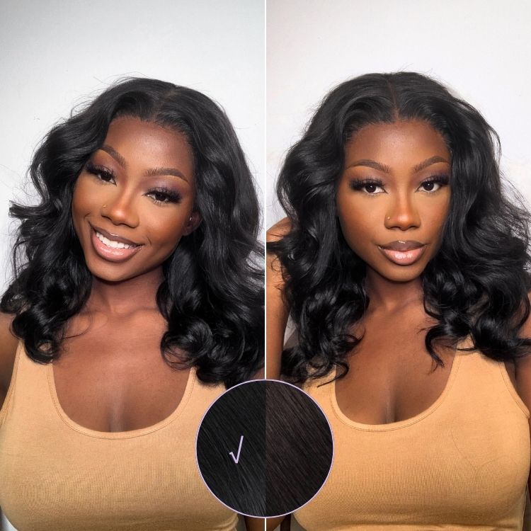 Jet Black Loose Body Wave Glueless 5x5 Closure Lace Wig 100% Human Hair