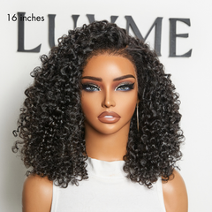 VIP ONLY | 180% Density 4C Kinky Edges Jet Black Burmese Curly Glueless Ear-to-ear Wide T Pre-Cut Lace Front Wig Flexi-Fit Drawstring Cap