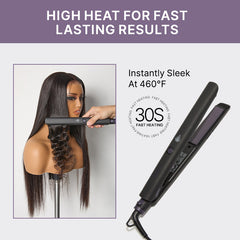 US only | 1PC Hair Straightener,  Up to 460°F, Quick, Smooth & Frizz-Free Styling Tool for Wigs and Natural Hair, Travel-Friendly | Add-on item
