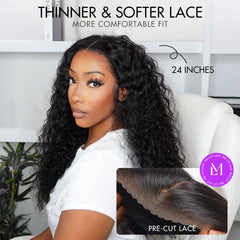180% Density Water Wave 13x4 HD Lace Front Free Part Glueless Human Hair Wig Pre Cut Lace