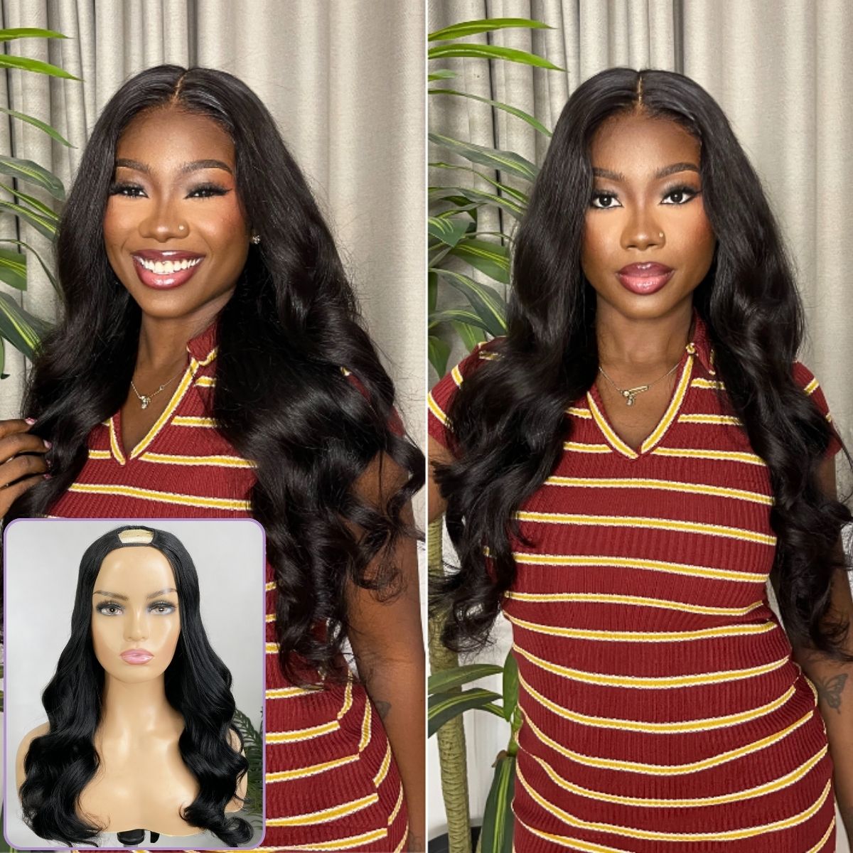 Body Wave / Straight / Kinky / Deep Wave Human Hair U Part Wig