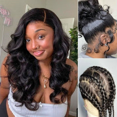 Luvme Hair Full Lace Classy Natural Black Body WaveFree Parting Half Up Half Down Wig Invisi Drawstring Cap Pre-cut Lace