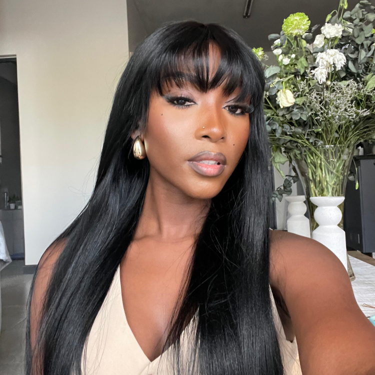 VIP Week Only | Breathable Cap Yaki Straight Ultra Natural Minimalist Lace Long Wig with Bangs