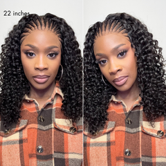 Readitress™ Knotless Fulani Braids Deep Wave Glueless Ear-to-ear 13x4 Frontal HD Lace Wig Human Hair