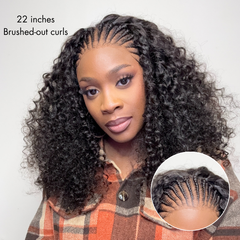 Readitress™ Knotless Fulani Braids Deep Wave Glueless Ear-to-ear 13x4 Frontal HD Lace Wig Human Hair