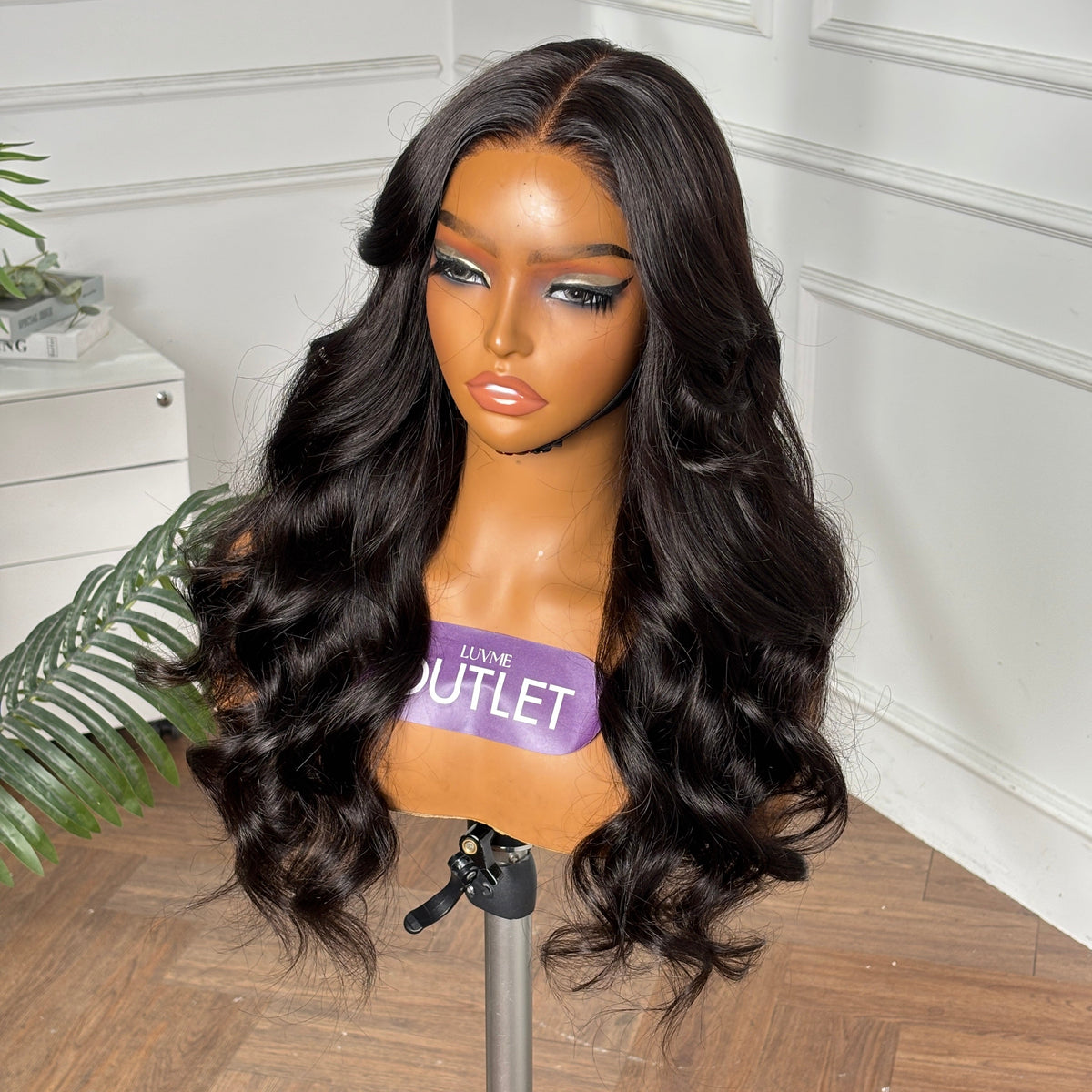Outlet | Natural Black Loose Body Wave 5x5 Closure Regular Lace Glueless Long Wig Pre-cut Lace
