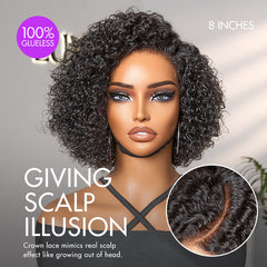Trendy Short Cut Curly Minimalist HD Lace Glueless Side Part Wig 100% Human Hair Pre-Cut Lace