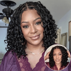 BOGO | Readitress™ Boho Braids Deep Curly Glueless 5x5 Closure Lace with Braided Top Human Hair Wig Pre-Cut Lace - US Only