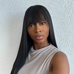 20 Inches=$149.9 | Breathable Cap Yaki Straight Ultra Natural Minimalist Lace Long Wig with Bangs