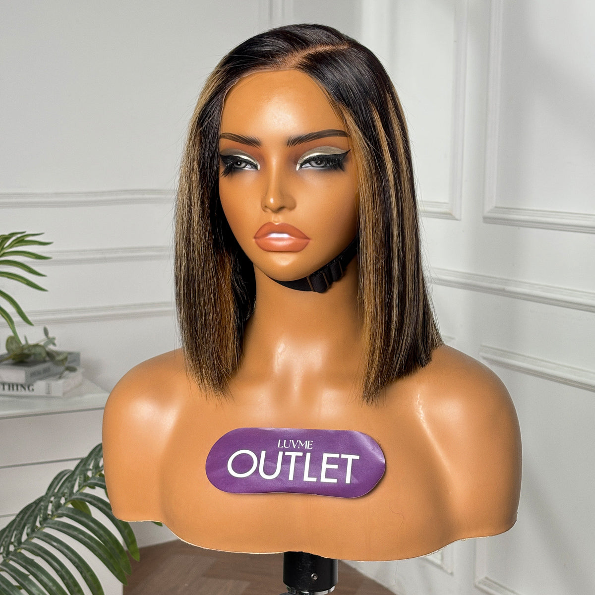 Outlet | Brown Highlight Wide T Lace Bob Wig Pre-cut Lace 100% Human Hair  Pre-cut Lace