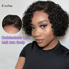 Exclusive Sale | Trendy Short Cut Curly Minimalist HD Lace Glueless Side Part Wig 100% Human Hair